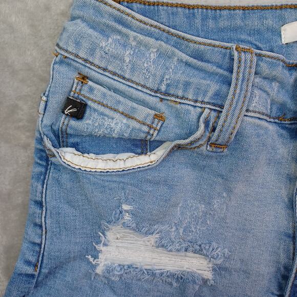 Kancan Distressed Denim Jean Shorts Women's W7 27 Blue High Waist Cuffed KC7082L - Picture 3 of 13